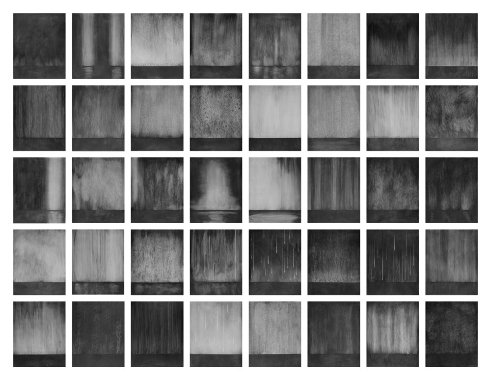 Deluge, Graphite on Panel, forty 10" x 8" panels (overall dimensions variable) 2007