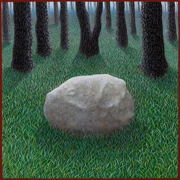 Anthonly Pessler - Stone in Woods, Oil on Panel, 5" x 5", 2012
