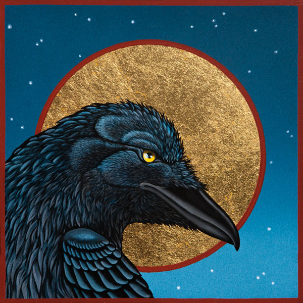 Icon with Raven, Oil and Gold on Panel,6" x 6", 2013